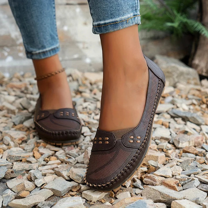 Benedikte | Dame Perforerede Komfort Slip On Loafers - Freya Kobenhavn