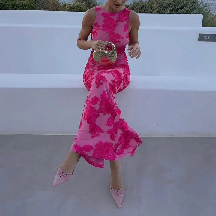 Hanna | Dame Gulvlængde Blomstret Festkjole - Freya Kobenhavn