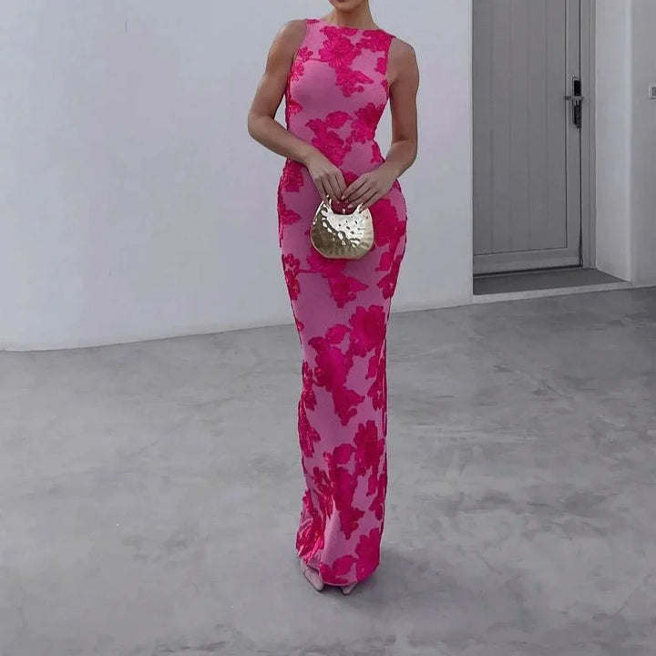 Hanna | Dame Gulvlængde Blomstret Festkjole - Freya Kobenhavn