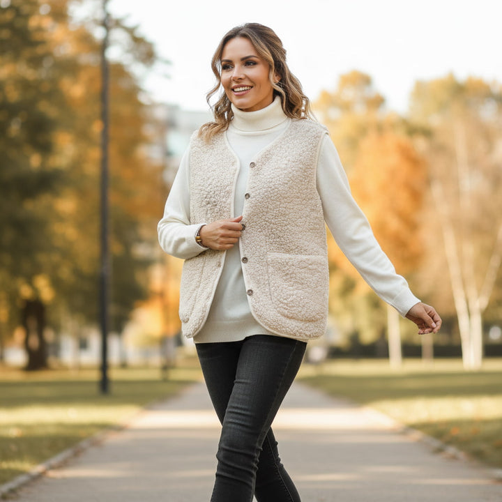Berit | Chloe Dame Forårs Casual Varm Sherpa Vest