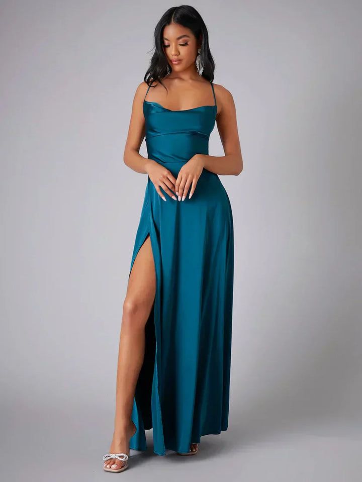 Birgitta | Dame Elegant Satin Aften Maxi Kjole - Freya Kobenhavn