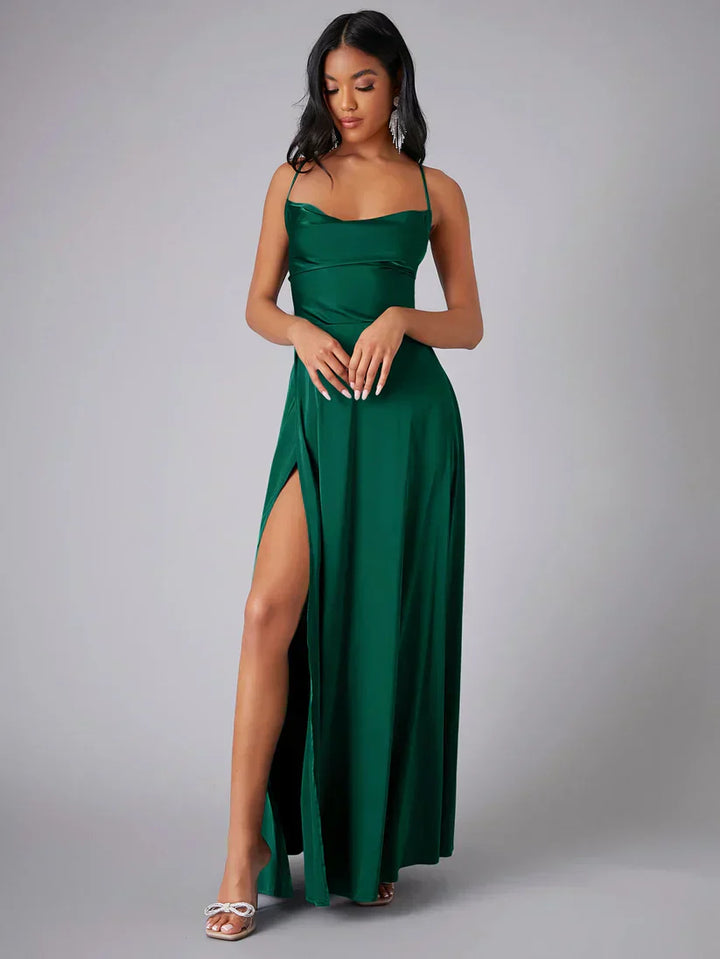 Birgitta | Dame Elegant Satin Aften Maxi Kjole - Freya Kobenhavn