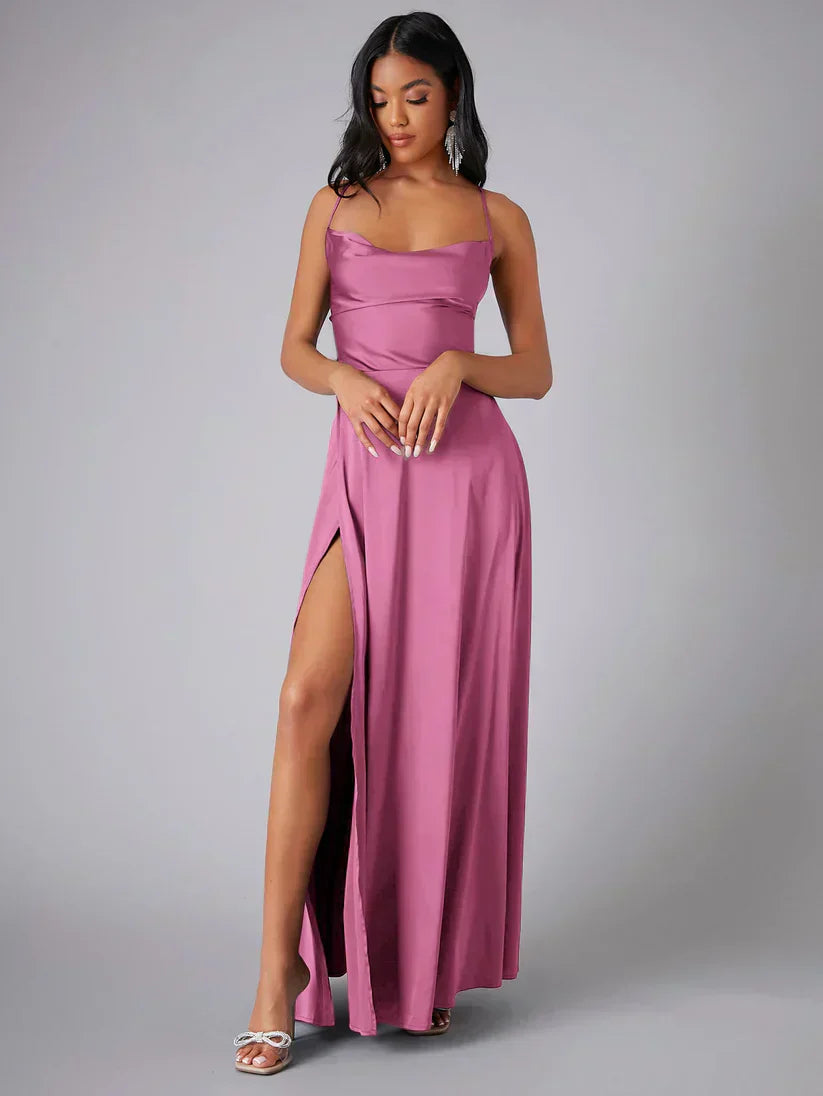 Birgitta | Dame Elegant Satin Aften Maxi Kjole - Freya Kobenhavn