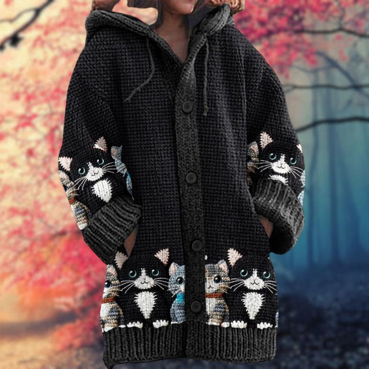 Janet™ | Varm Kvindes Trøje med Knapper og Hætte - Freya Kobenhavn