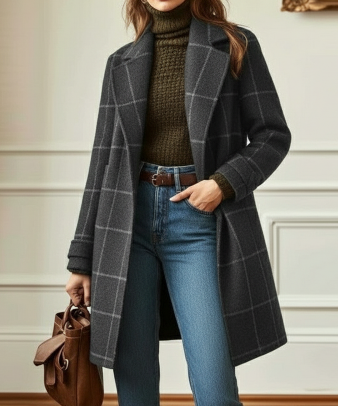 Jennifer Wool Check Coat - Freya Kobenhavn