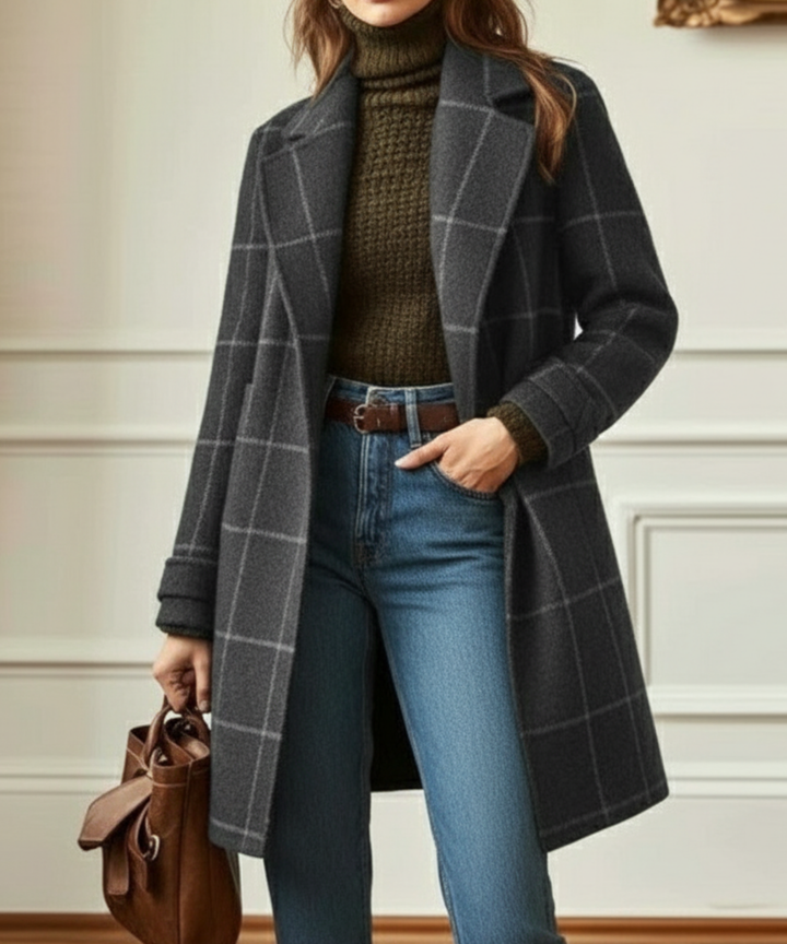 Jennifer Wool Check Coat - Freya Kobenhavn