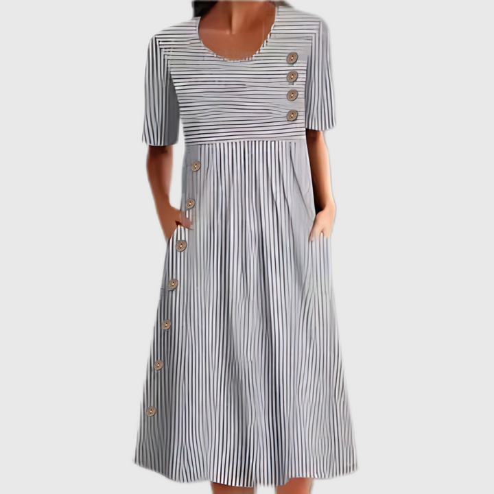 Kay™ | Striped Midi Dress With Buttons - Freya Kobenhavn