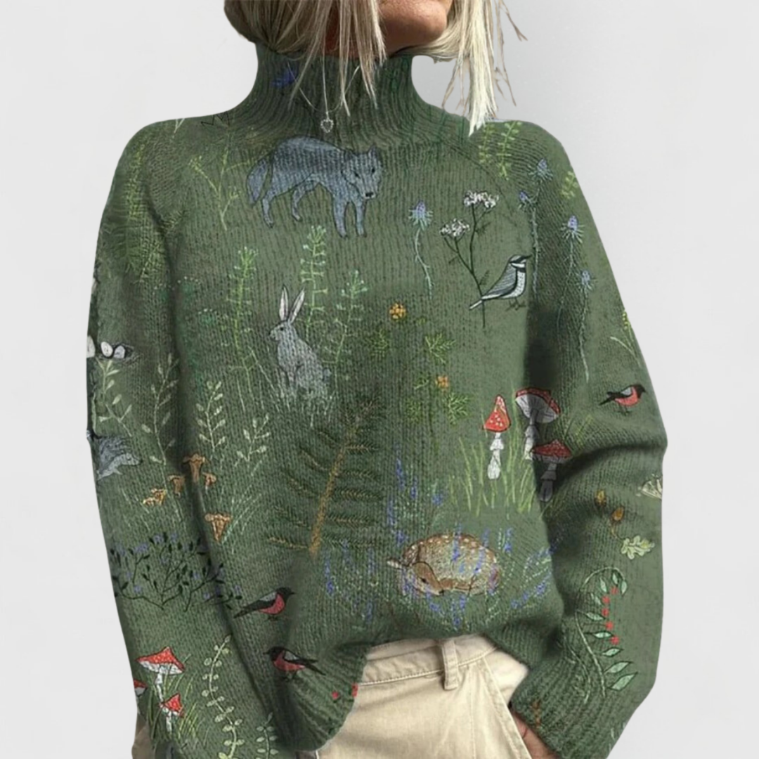 Charline | Dame Natur Print Striktrøje - Freya Kobenhavn