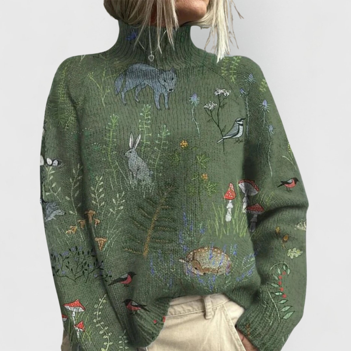 Charline | Dame Natur Print Striktrøje - Freya Kobenhavn