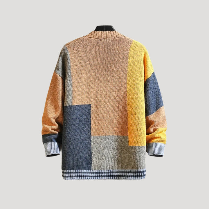 Hanna | Dame Forårs Colorblock Strikcardigan med Knapper