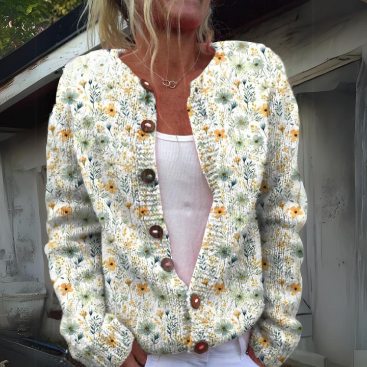 Birthe | Smuk Cardigan med Blomstermønster - Freya Kobenhavn