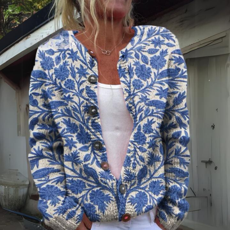 Birthe | Smuk Cardigan med Blomstermønster - Freya Kobenhavn