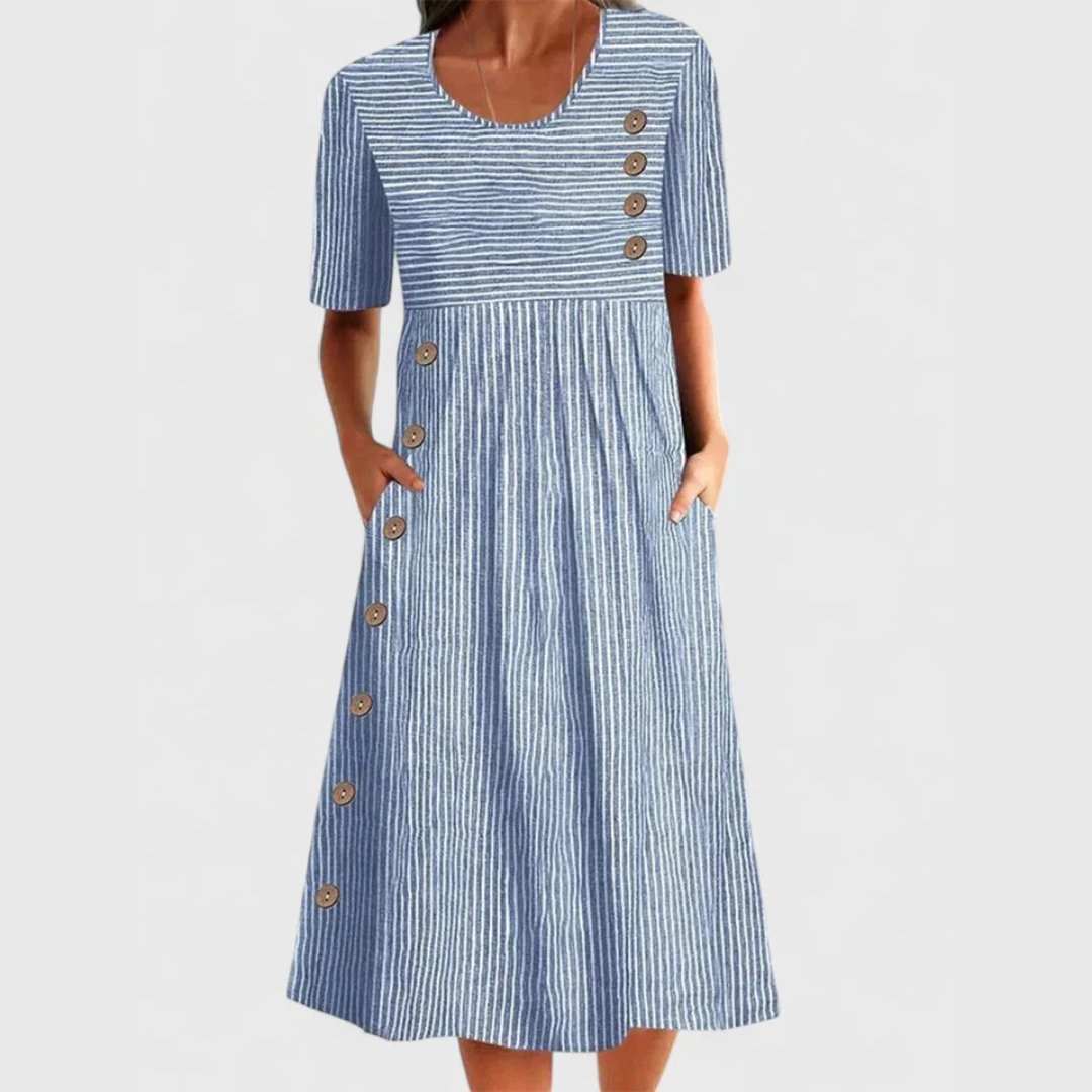 Kay™ | Striped Midi Dress With Buttons - Freya Kobenhavn
