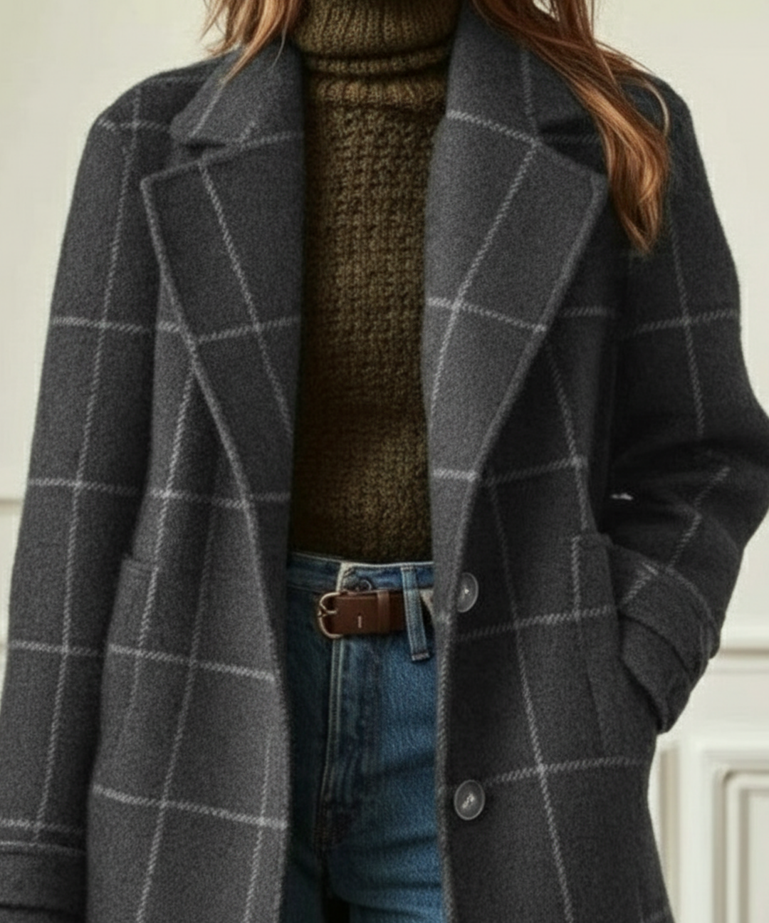 Jennifer Wool Check Coat - Freya Kobenhavn