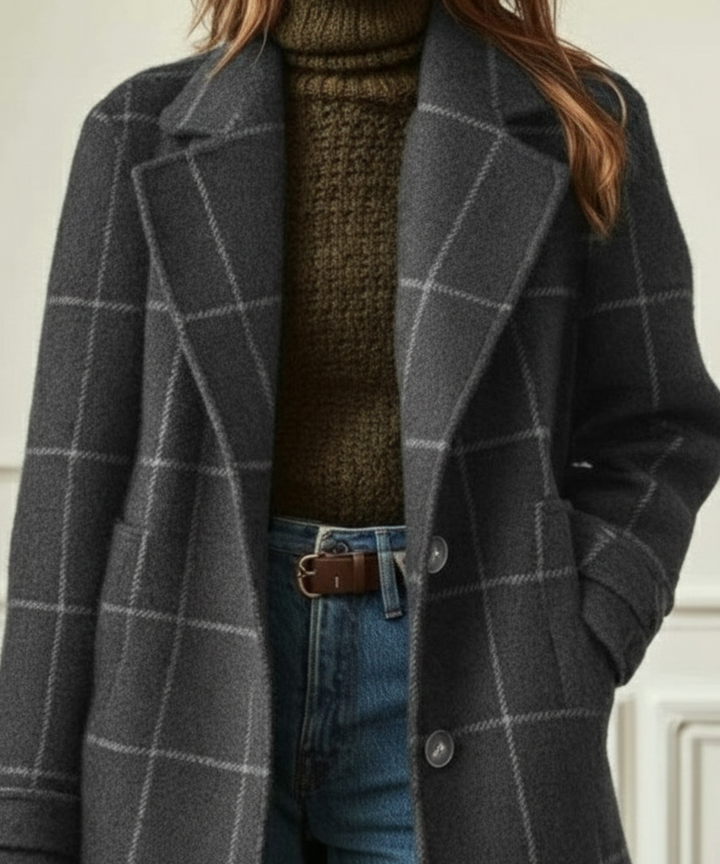 Jennifer Wool Check Coat - Freya Kobenhavn