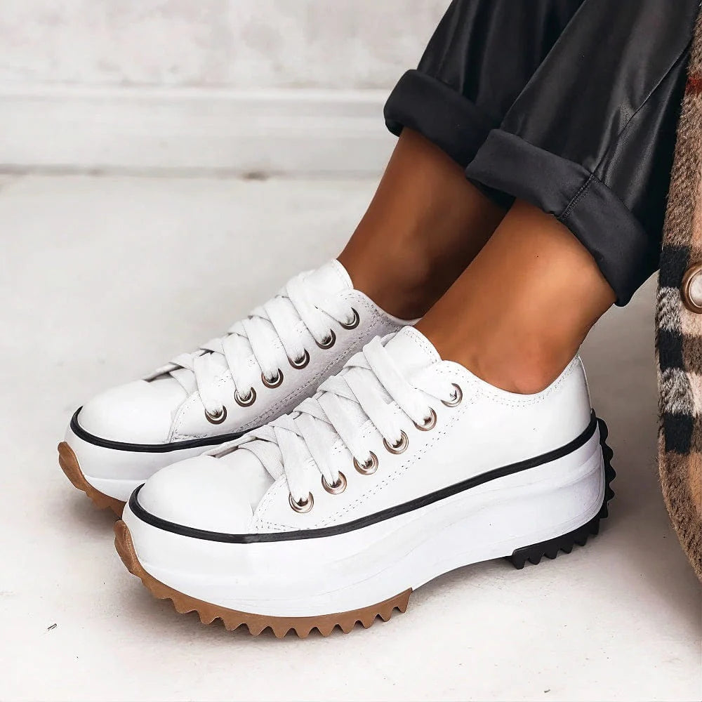 Lea | Dame Afslappede Snørebånd Platform Hverdag Sneakers