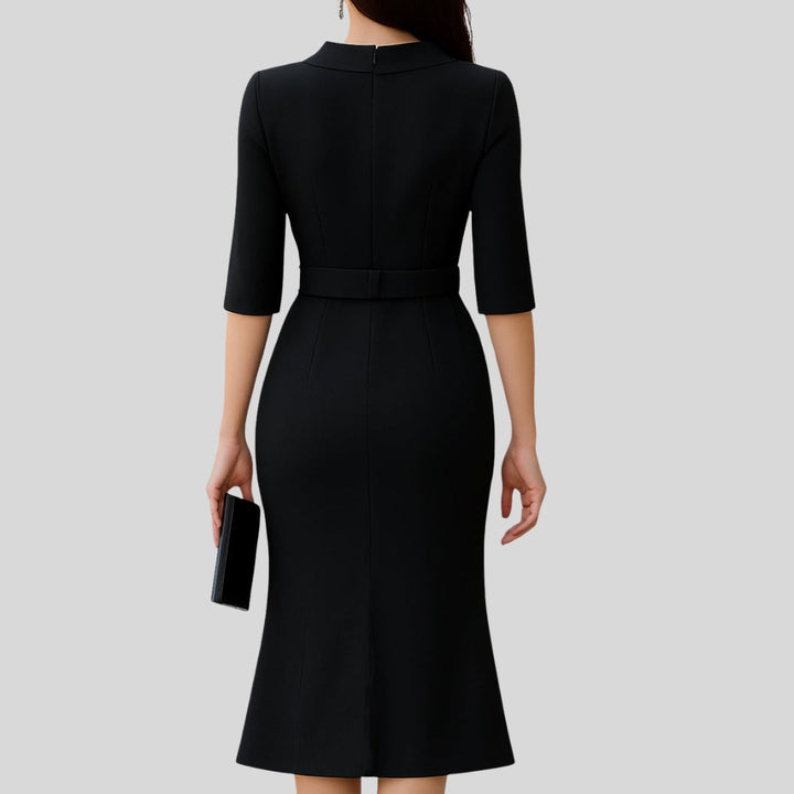 Ragna | Dame Elegant Midi Kjole Med Bælte - Freya Kobenhavn
