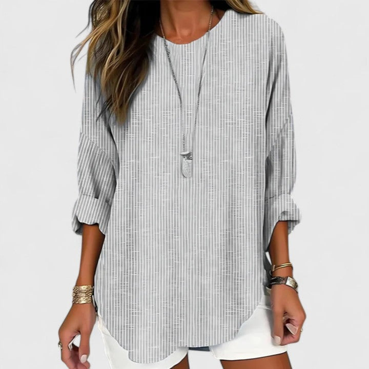 Solveig | Dame Stribet Afslappet Bluse - Freya Kobenhavn
