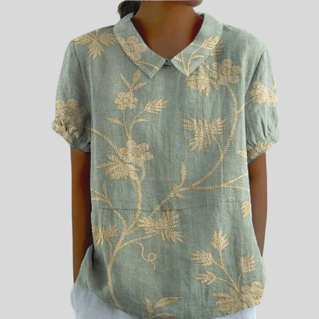 Celina | Dame Blomstret Print Krave Casual Top - Freya Kobenhavn
