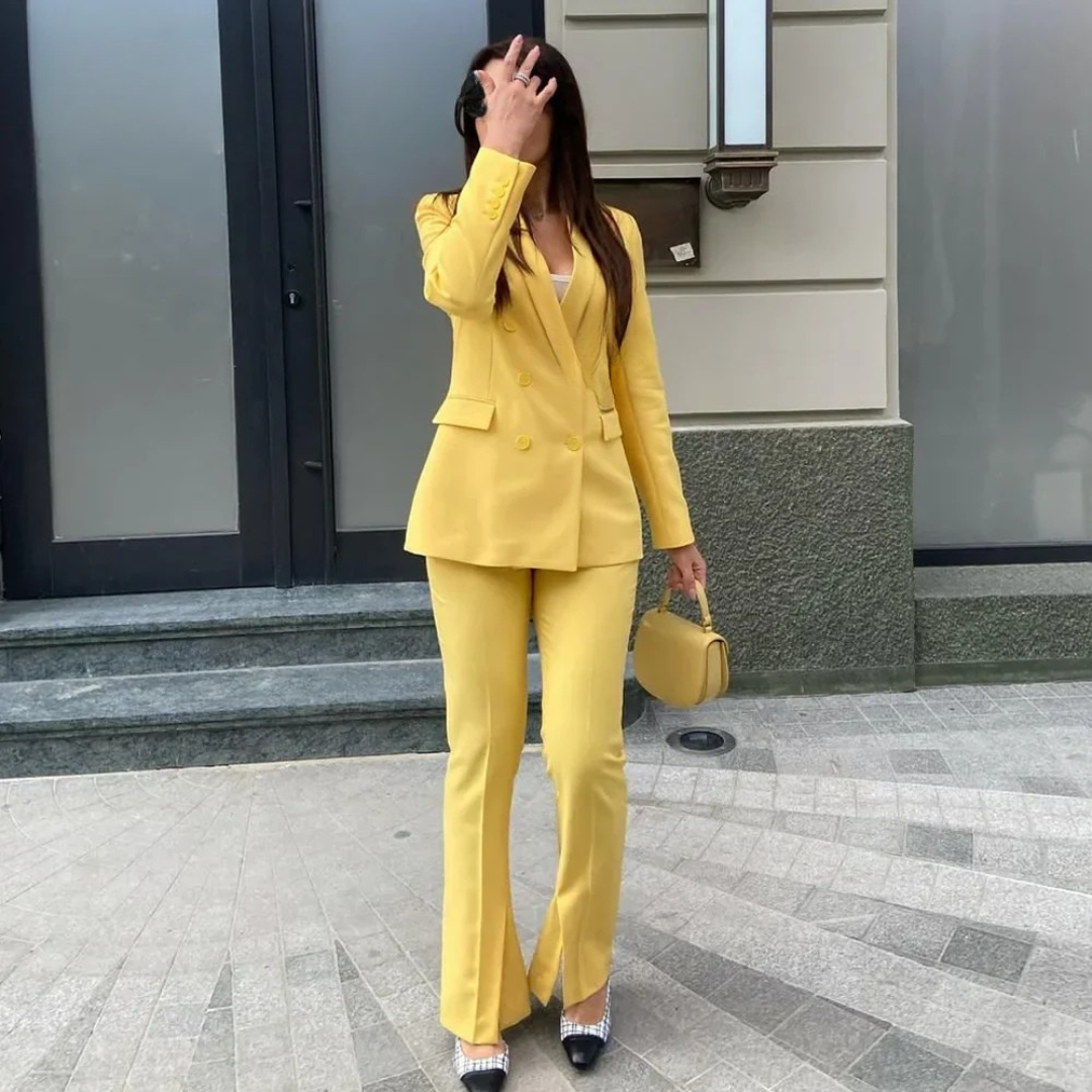 Milena | Elegant Formelt Sæt med Skræddersyet Lang Blazer til Dame - Freya Kobenhavn