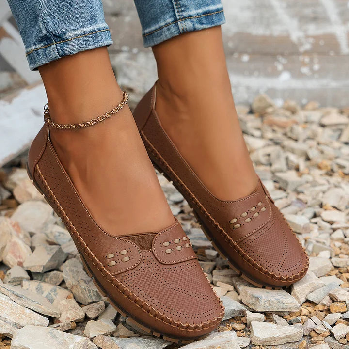Benedikte | Dame Perforerede Komfort Slip On Loafers - Freya Kobenhavn