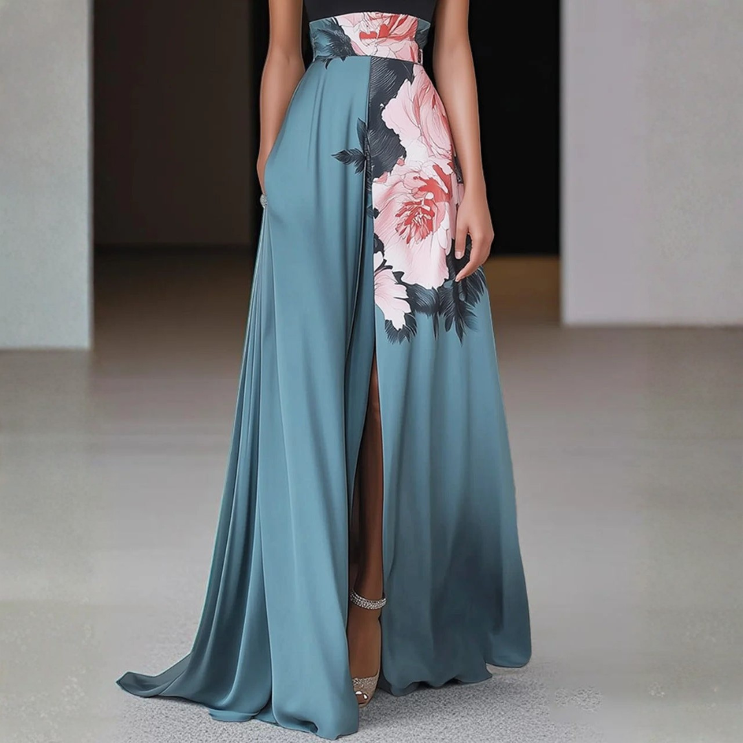 Helga | Dame Halterneck Blomstret Split Maxi Kjole - Freya Kobenhavn