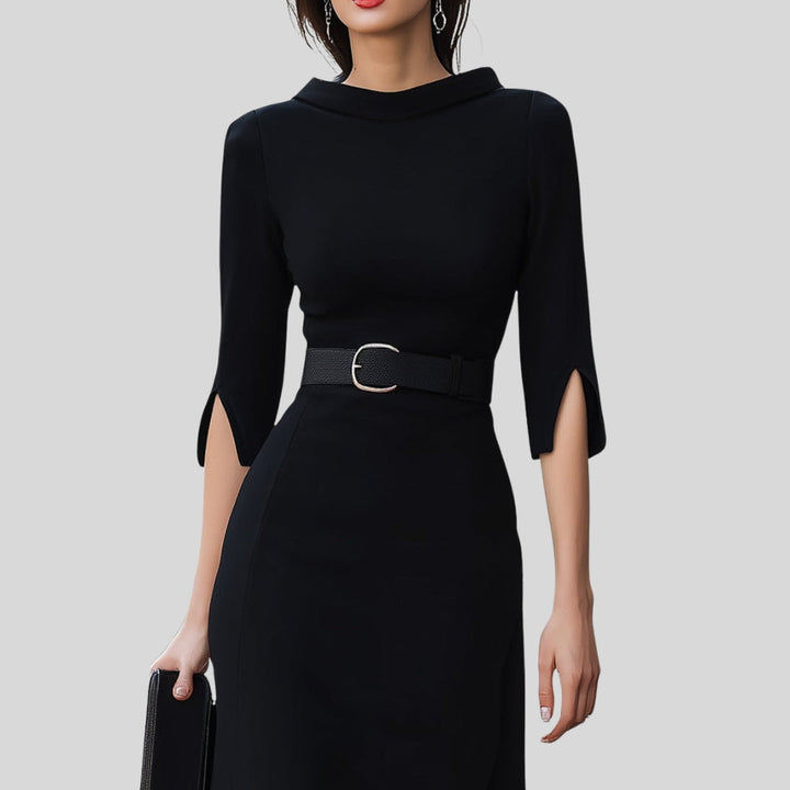 Ragna | Dame Elegant Midi Kjole Med Bælte - Freya Kobenhavn