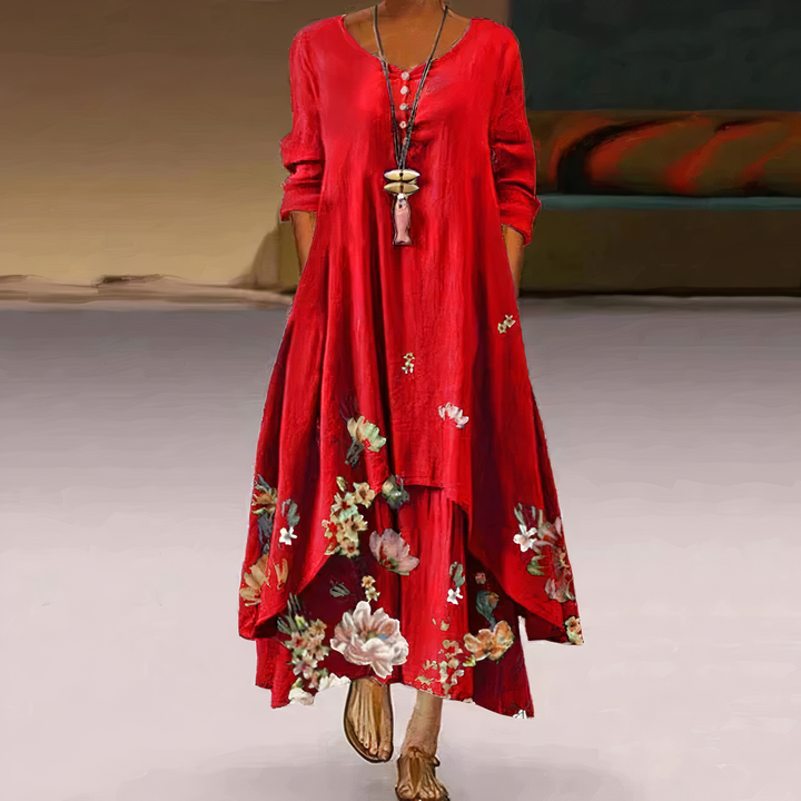 Michella | Dame Elegant Blomster Boheme Lang Kjole - Freya Kobenhavn