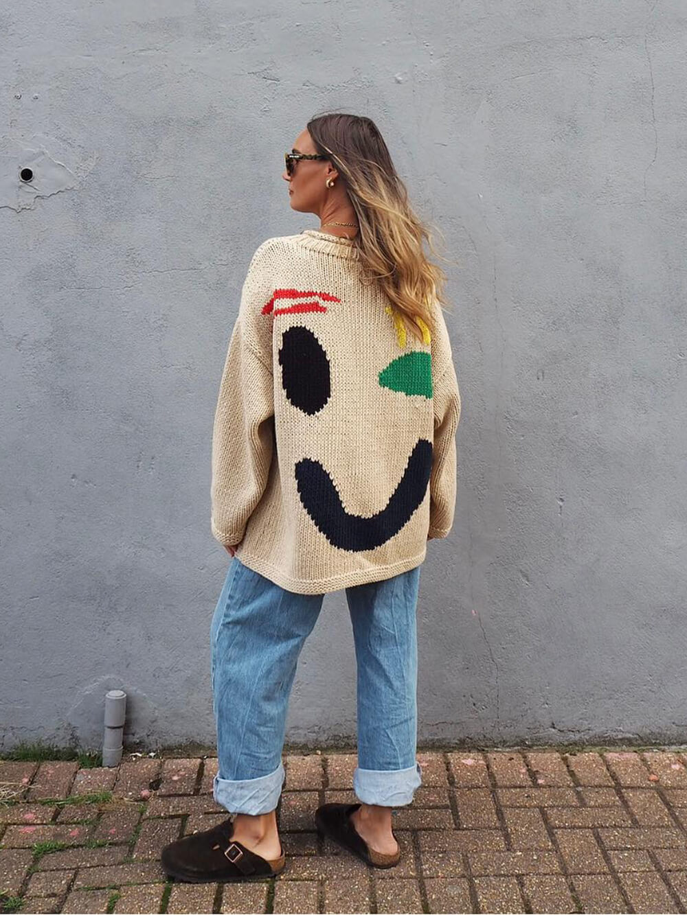 Gudrun | Dame Vinter Afslappet Pullover med Smiley-Print - Freya Kobenhavn