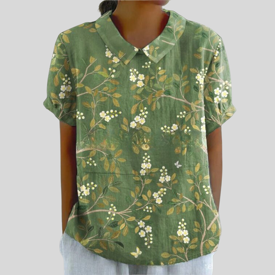 Celina | Dame Blomstret Print Krave Casual Top - Freya Kobenhavn