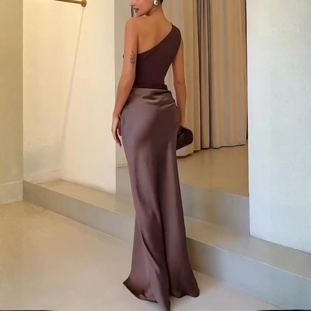 Mathilde | Dame One Shoulder Maxi Festkjole - Freya Kobenhavn