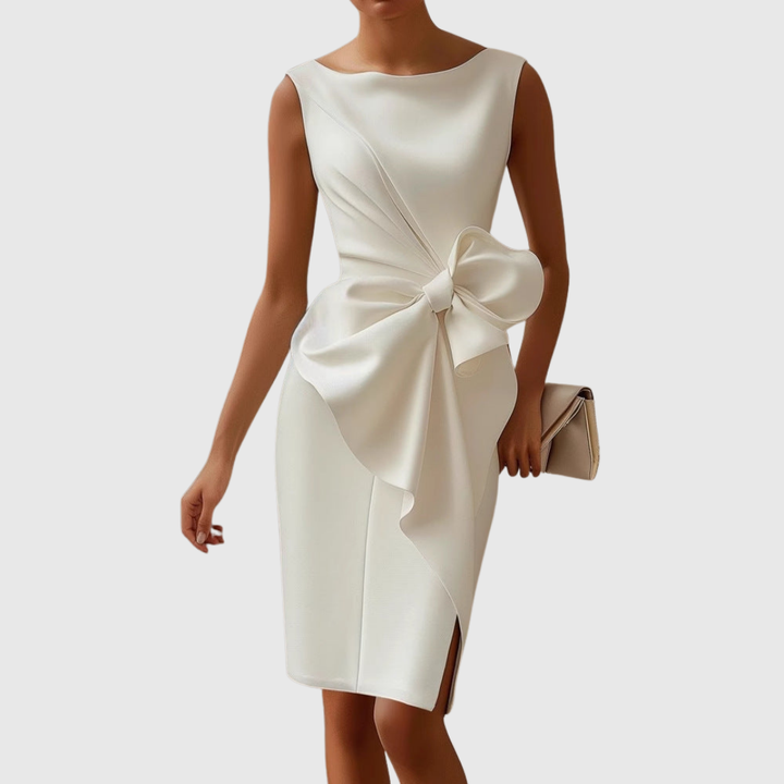 Franciska | Dame Elegant Midi Kjole Med Sløjfe Detalje - Freya Kobenhavn