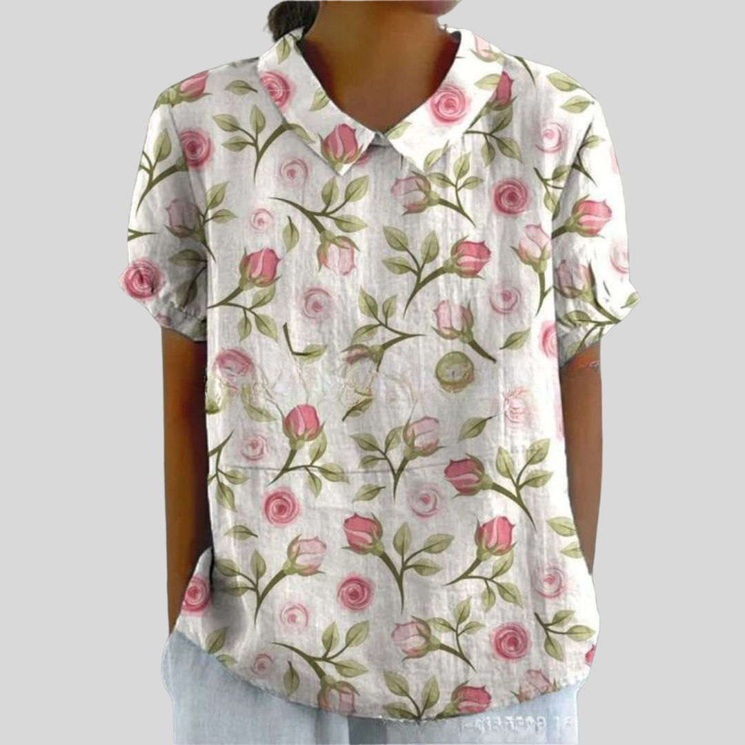 Celina | Dame Blomstret Print Krave Casual Top - Freya Kobenhavn