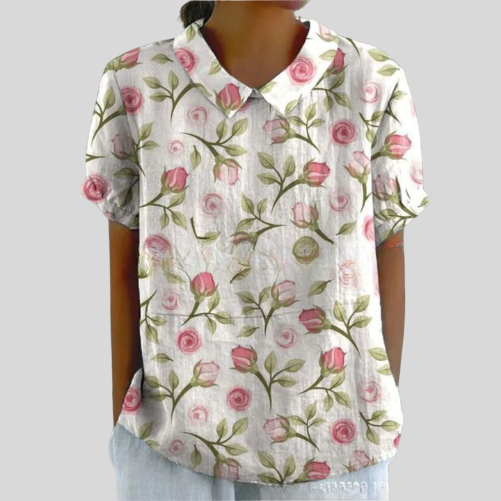 Celina | Dame Blomstret Print Krave Casual Top - Freya Kobenhavn