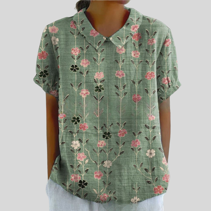 Celina | Dame Blomstret Print Krave Casual Top - Freya Kobenhavn