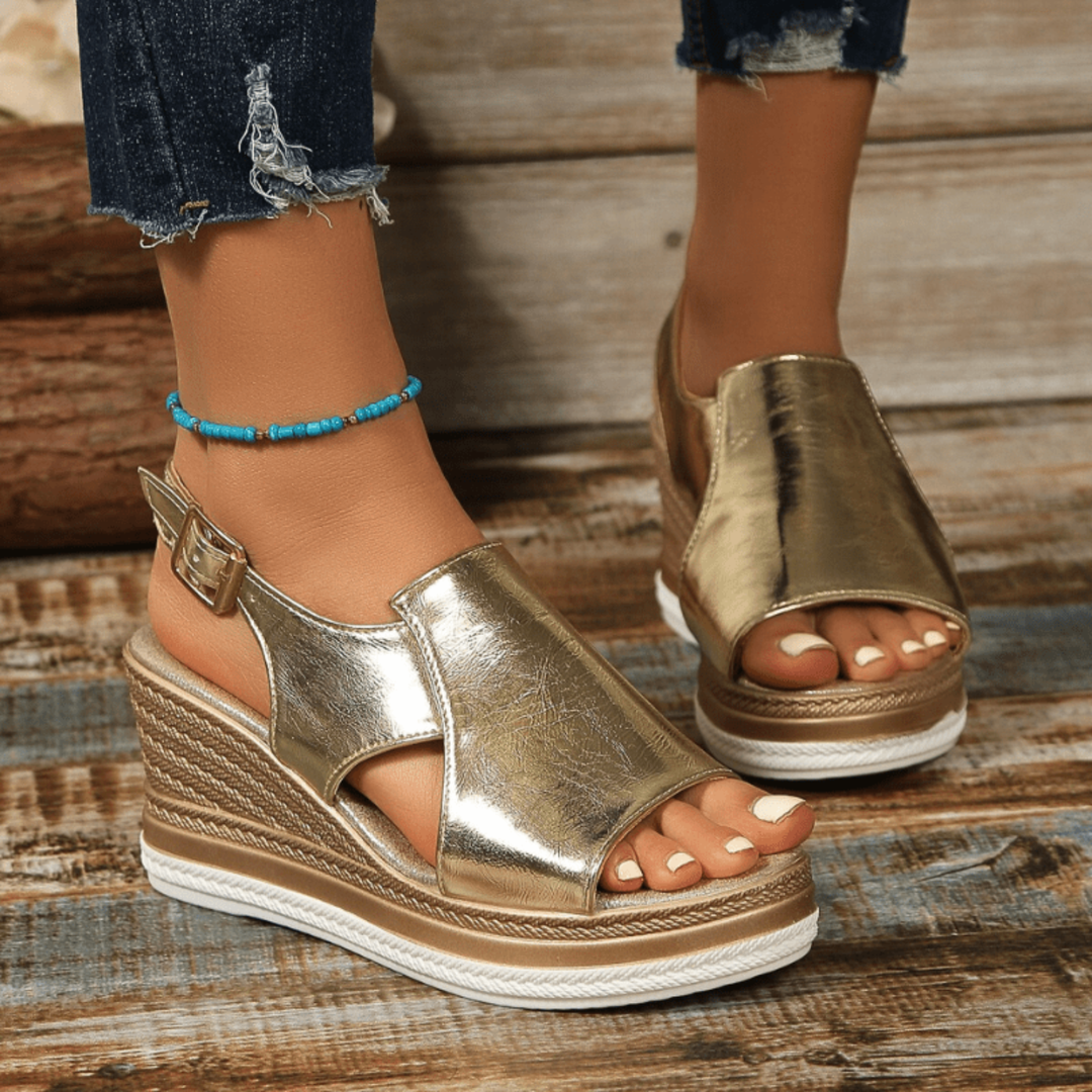 Karla | Dame Metallisk Plateau Komfort Sandaler - Freya Kobenhavn