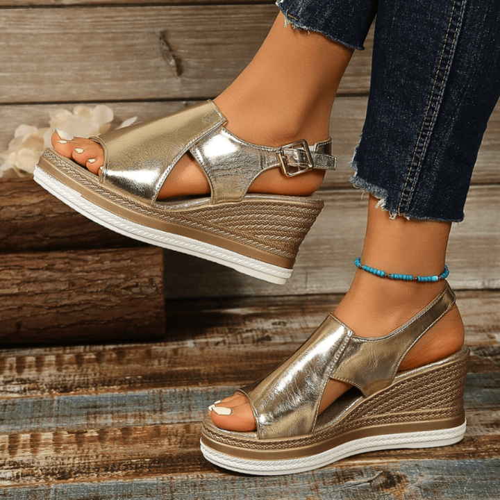 Karla | Dame Metallisk Plateau Komfort Sandaler - Freya Kobenhavn