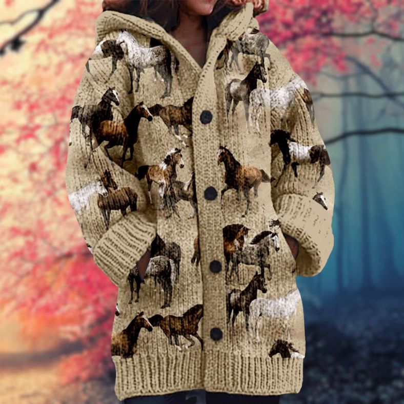 Janet™ | Varm Kvindes Trøje med Knapper og Hætte - Freya Kobenhavn