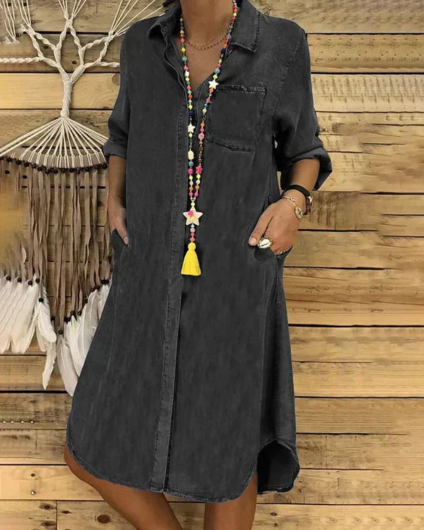 Gitte | Stilfuld Denim Skjorte Kjole - Freya Kobenhavn