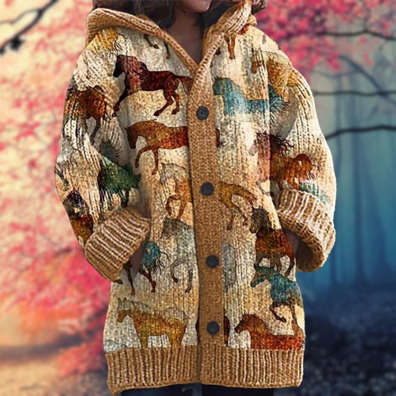 Janet™ | Varm Kvindes Trøje med Knapper og Hætte - Freya Kobenhavn