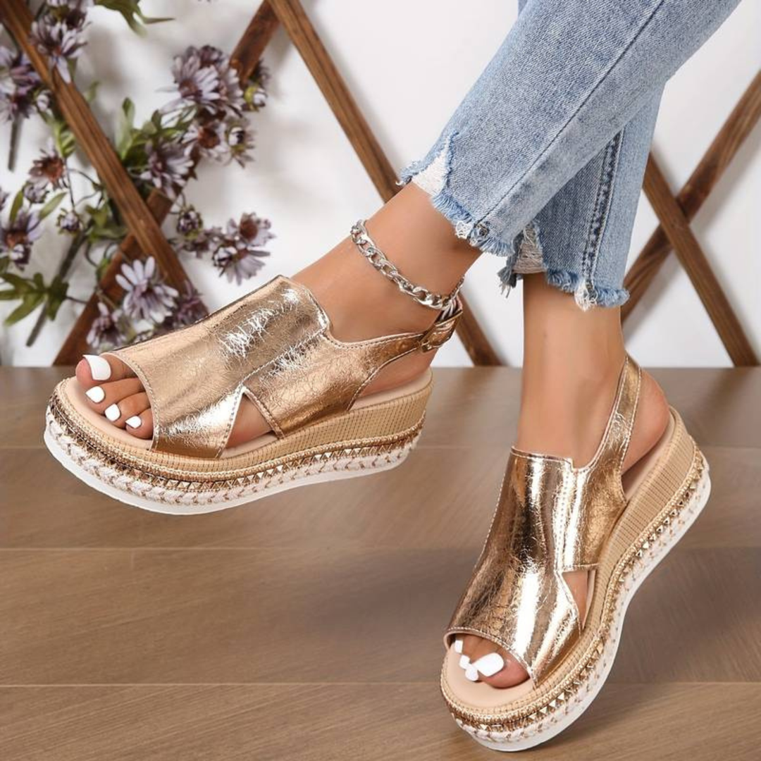Karla | Dame Metallisk Plateau Komfort Sandaler - Freya Kobenhavn