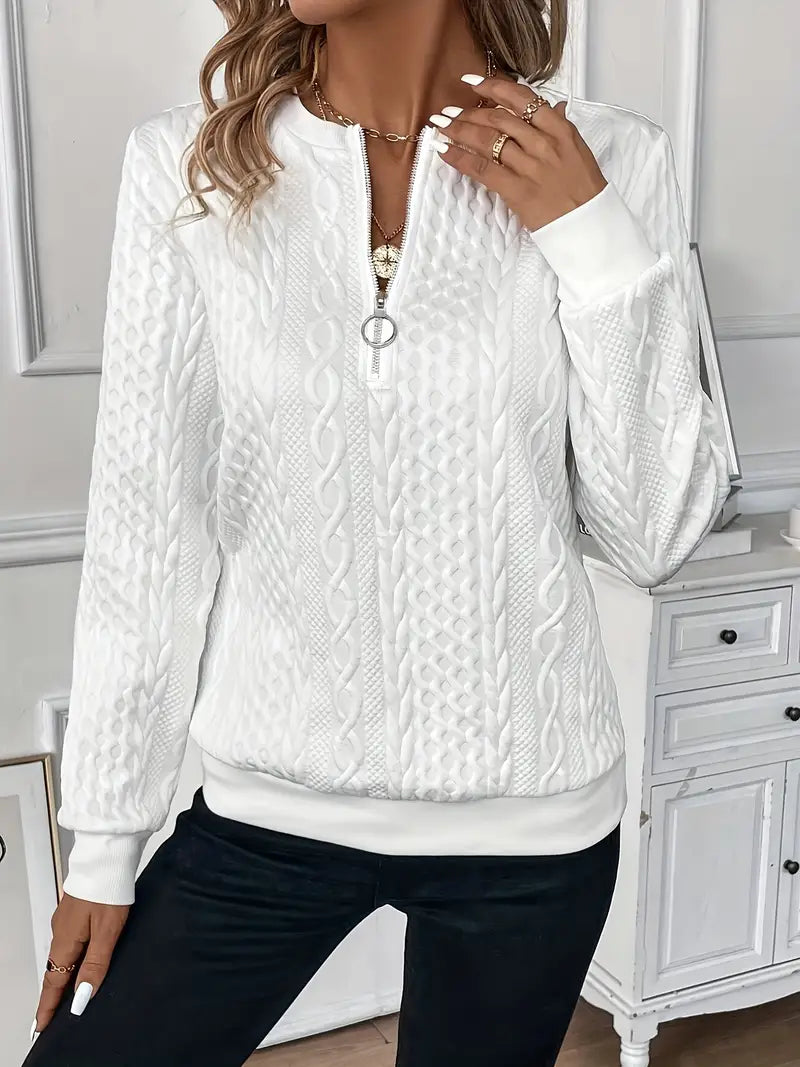 Zoey™ | Stilfuld Kabelstrikket Zip-Sweater - Freya Kobenhavn