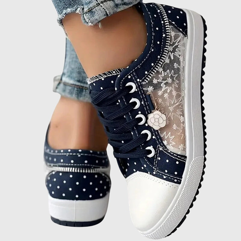 Ditte | Kvinders Forårs Snøresko med Blomstermønster