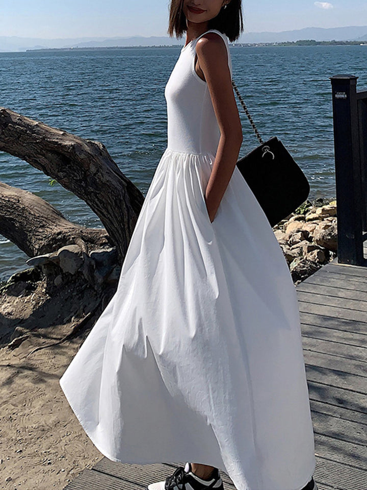 Alette | Dame Ærmeløs Maxi Kjole med Lommer - Freya Kobenhavn