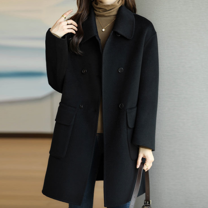 Camilla | Dame Vinter Uldfrakke med Dobbelt Rad Knapper - Freya Kobenhavn