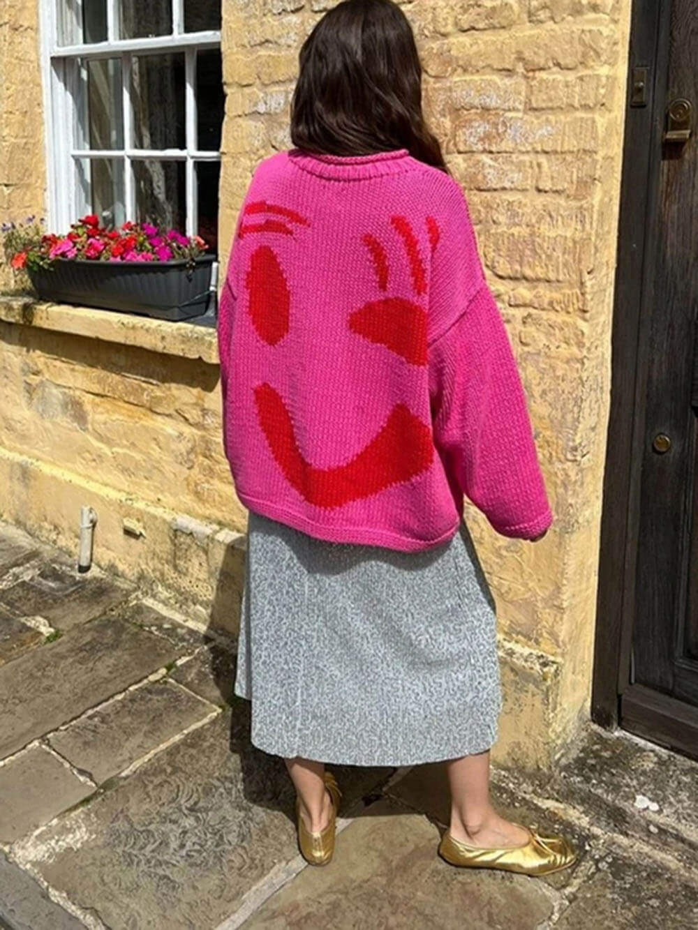 Gudrun | Dame Vinter Afslappet Pullover med Smiley-Print - Freya Kobenhavn