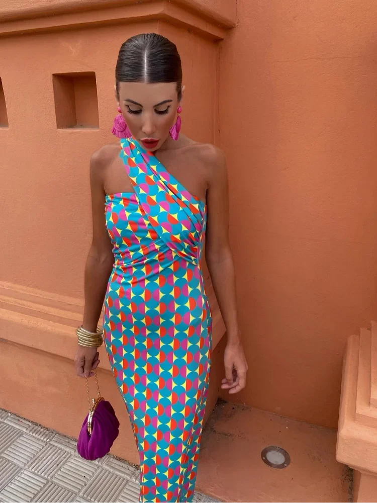 Annika | Stilfuld Kvinders Én-Skulder Trykt Kjole - Freya Kobenhavn