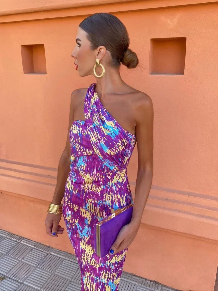 Annika | Stilfuld Kvinders Én-Skulder Trykt Kjole - Freya Kobenhavn