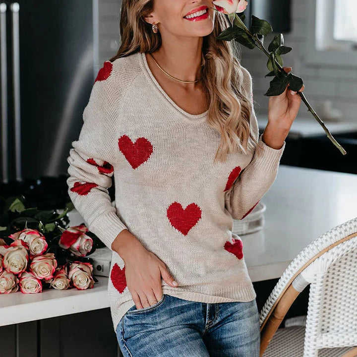 Anna | Damejulesweater med hjerteprint - Freya Kobenhavn