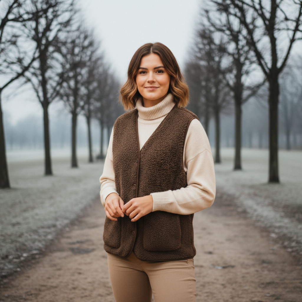 Berit | Chloe Dame Forårs Casual Varm Sherpa Vest